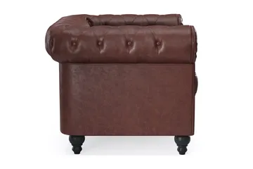 Chesterfield Lyx Stor skön djup fåtölj i konstläder till vardagsrum - Mörkbrun - Möbler - Stolar & fåtöljer - Fåtölj - Skinnfåtölj & läderfåtölj
