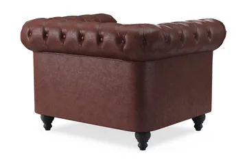 Chesterfield Lyx Stor skön djup fåtölj i konstläder till vardagsrum - Mörkbrun - Möbler - Stolar & fåtöljer - Fåtölj - Skinnfåtölj & läderfåtölj