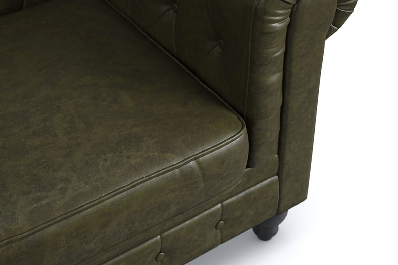 Chesterfield Lyx Stor skön djup fåtölj till vardagsrum - Mörkgrön PU - Möbler - Stolar & fåtöljer - Fåtölj - Chesterfield fåtölj