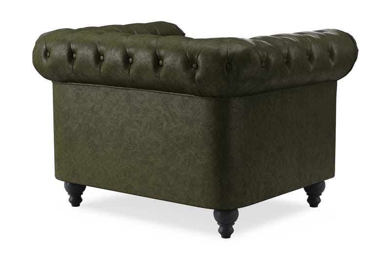 Chesterfield Lyx Stor skön djup fåtölj till vardagsrum - Mörkgrön PU - Möbler - Stolar & fåtöljer - Fåtölj - Chesterfield fåtölj