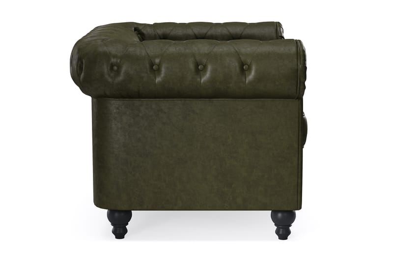 Chesterfield Lyx Stor skön djup fåtölj till vardagsrum - Mörkgrön PU - Möbler - Stolar & fåtöljer - Fåtölj - Chesterfield fåtölj