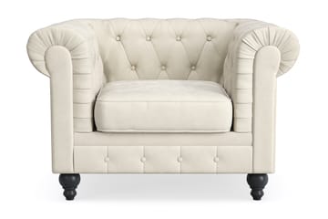 Chesterfield Lyx Stor skön djup sammetsfåtölj - Fåtölj till vardagsrum - Beige Sammet - Möbler - Stolar & fåtöljer - Fåtölj - Chesterfield fåtölj