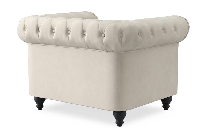 Chesterfield Lyx Stor skön djup sammetsfåtölj - Fåtölj till vardagsrum - Beige Sammet - Möbler - Stolar & fåtöljer - Fåtölj - Chesterfield fåtölj