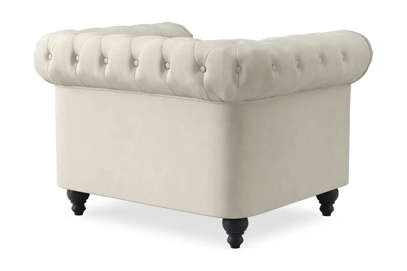 Chesterfield Lyx Stor skön djup sammetsfåtölj - Fåtölj till vardagsrum - Beige Sammet - Möbler - Stolar & fåtöljer - Fåtölj - Chesterfield fåtölj