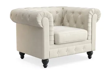 Chesterfield Lyx Stor skön djup sammetsfåtölj - Fåtölj till vardagsrum - Beige - Möbler - Stolar & fåtöljer - Fåtölj - Chesterfield fåtölj
