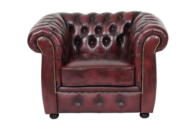Birmingham Fåtölj 100% Läder - Oxblodsfärg - Möbler - Stolar & fåtöljer - Fåtölj - Clubfåtölj