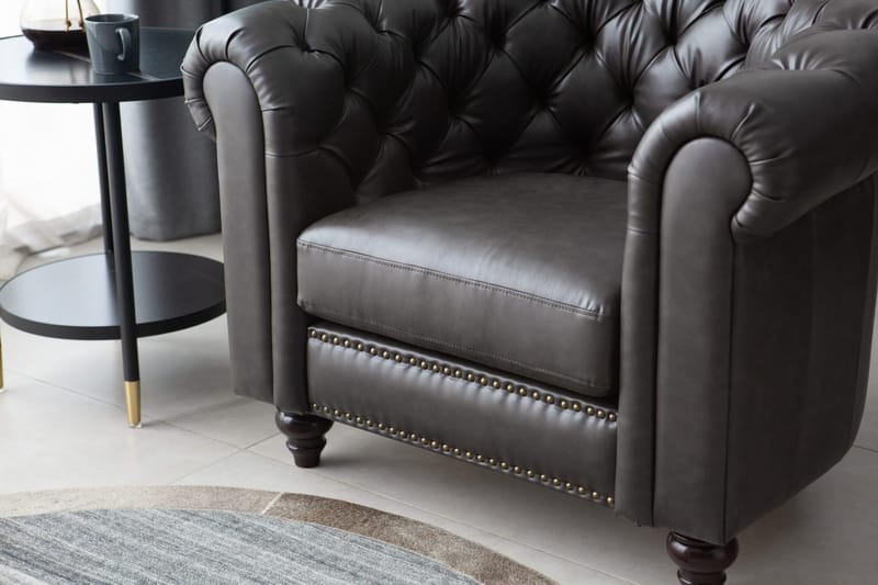 Clubfåtölj chesterfield mörkbrun PU - Möbler - Stolar & fåtöljer - Fåtölj - Chesterfield fåtölj