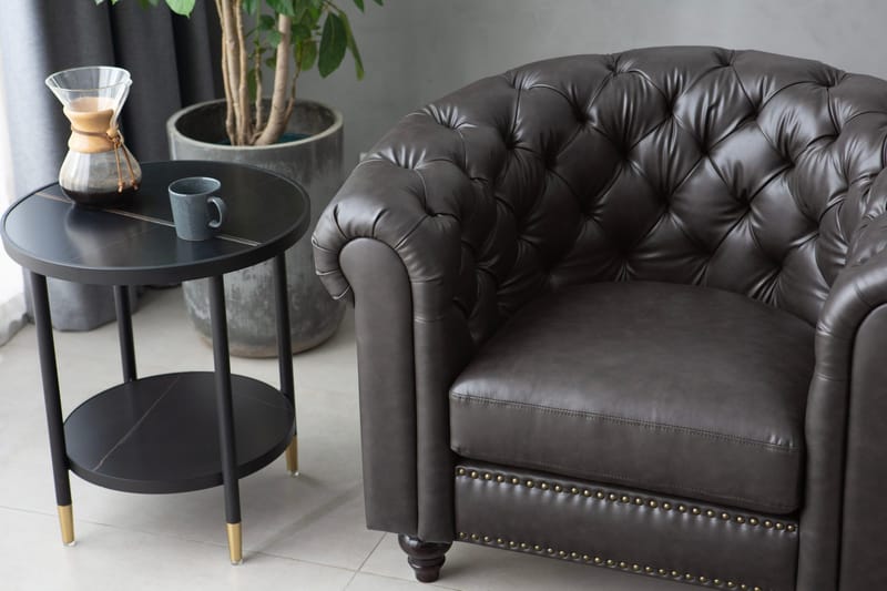 Clubfåtölj chesterfield mörkbrun PU - Möbler - Stolar & fåtöljer - Fåtölj - Chesterfield fåtölj