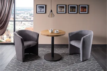 Jermuk Clubfåtölj - Grå/Bokträ - Möbler - Stolar & fåtöljer - Fåtölj - Clubfåtölj