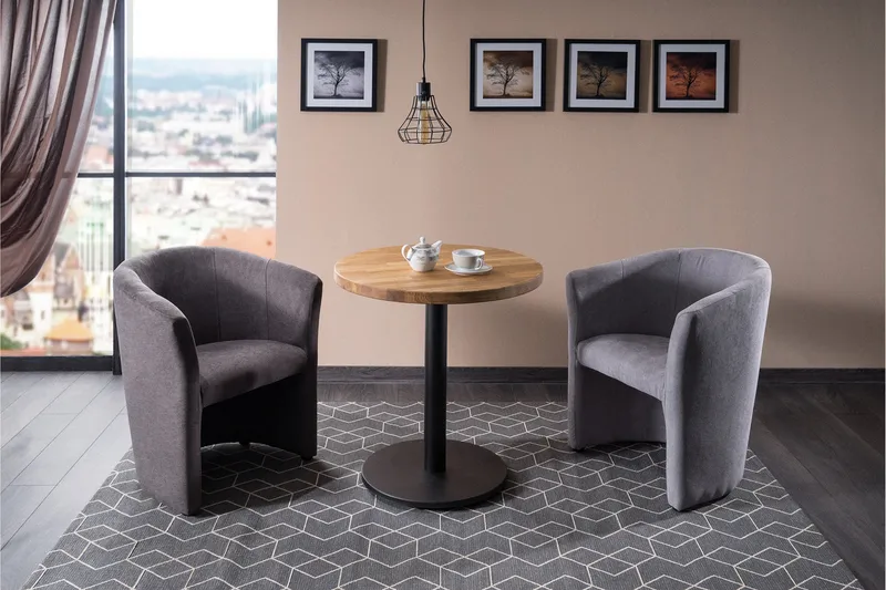 Jermuk Clubfåtölj - Grå/Bokträ - Möbler - Stolar & fåtöljer - Fåtölj - Clubfåtölj