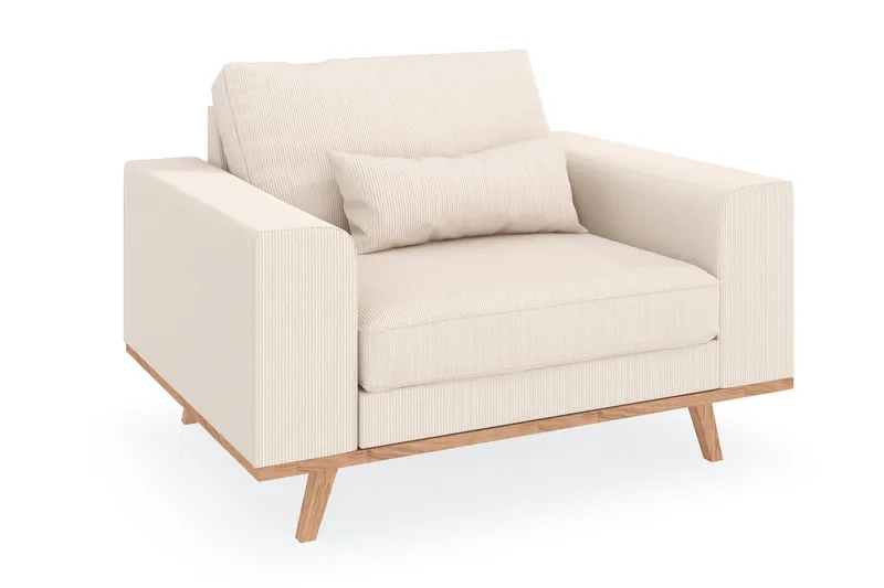 Copenhagen Fåtölj i Manchester med Träben, Beige