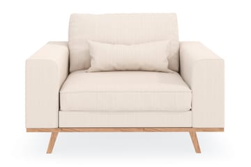 Copenhagen Fåtölj i Manchester med Träben - Beige - Möbler - Stolar & fåtöljer - Fåtölj