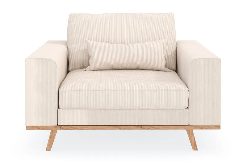 Copenhagen Fåtölj i Manchester med Träben - Beige - Möbler - Stolar & fåtöljer - Fåtölj