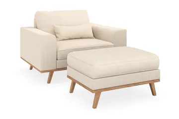 Copenhagen Fåtölj med fotpall - Ljusbeige - Möbler - Stolar & fåtöljer - Fåtölj