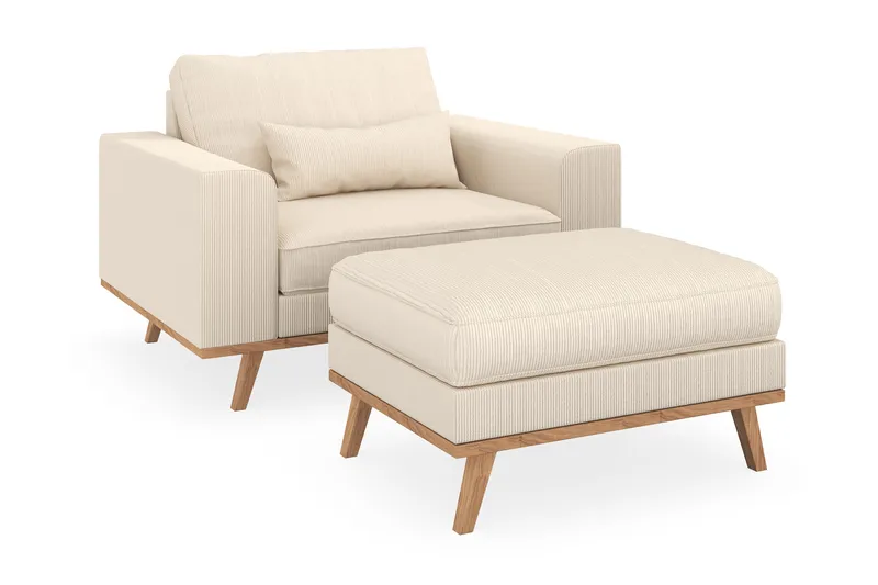 Copenhagen Fåtölj med fotpall - Ljusbeige - Möbler - Stolar & fåtöljer - Fåtölj - Fåtölj med fotpall