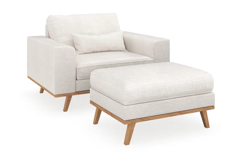 Copenhagen Fåtölj med fotpall, Vit