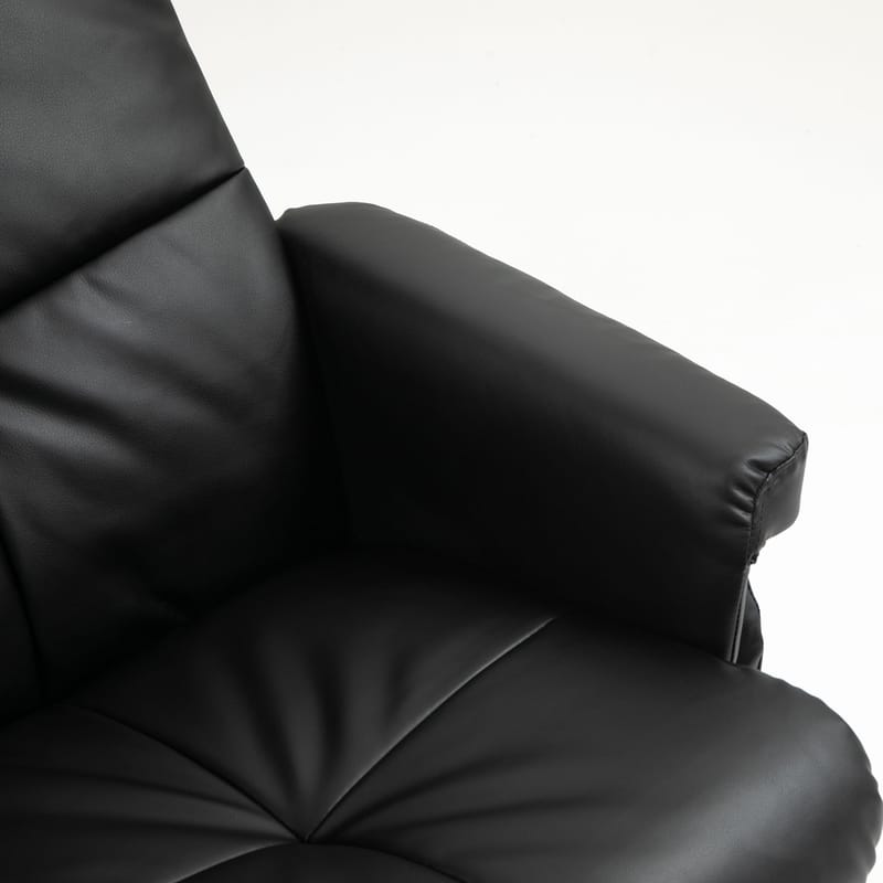 Duva reclinerfåtölj med fotpall i svart PU med bruna ben - Svart - Möbler - Stolar & fåtöljer - Fåtölj - Fåtölj med fotpall