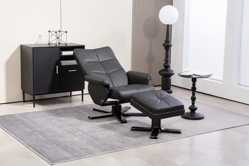 Duva reclinerfåtölj med fotpall i svart PU - Svart - Möbler - Stolar & fåtöljer - Fåtölj - Fåtölj med fotpall