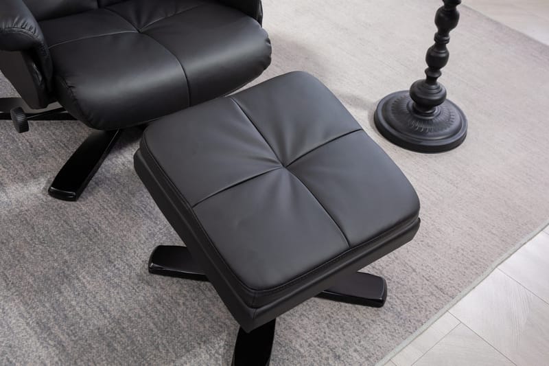 Duva reclinerfåtölj med fotpall i svart PU - Svart - Möbler - Stolar & fåtöljer - Fåtölj - Fåtölj med fotpall