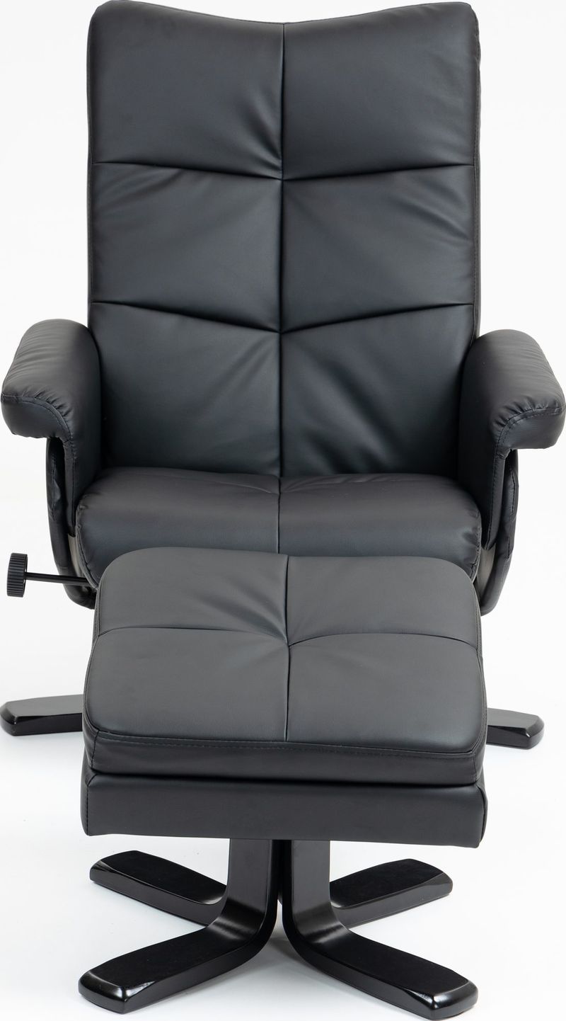 Duva reclinerfåtölj med fotpall i svart PU - Svart - Möbler - Stolar & fåtöljer - Fåtölj - Fåtölj med fotpall