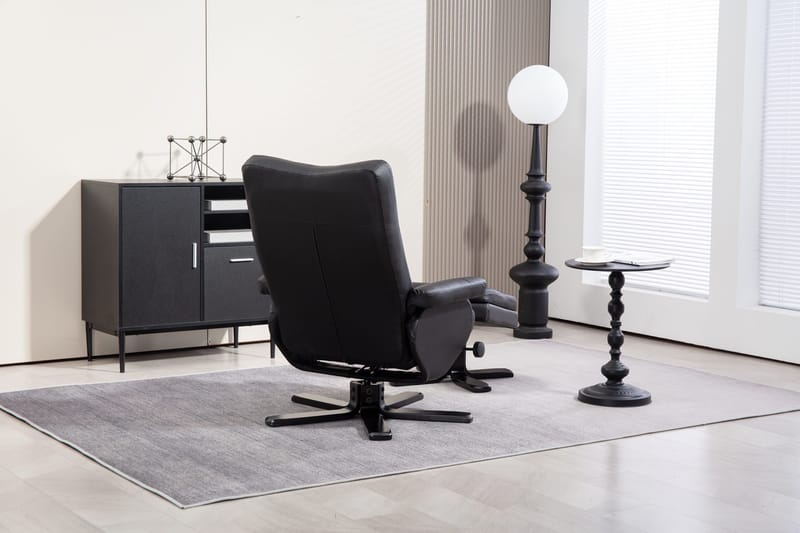 Duva reclinerfåtölj med fotpall i svart PU - Svart - Möbler - Stolar & fåtöljer - Fåtölj - Fåtölj med fotpall
