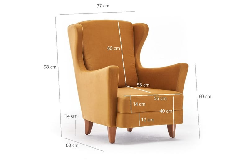 Edgara Fåtölj - Sammet/Guld/Natur - Möbler - Stolar & fåtöljer - Fåtölj