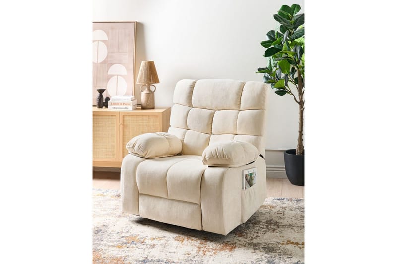 Elektrisk reclinerfåtölj Ares Ljusbeige - Ljusbeige - Möbler - Stolar & fåtöljer - Fåtölj - Liggfåtölj