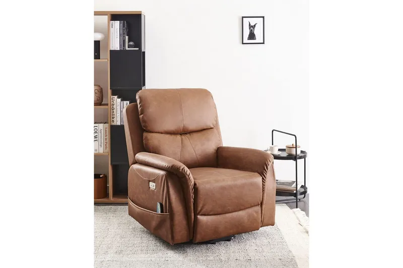 Elektrisk reclinerfåtölj Glorie Brun - Brun - Möbler - Stolar & fåtöljer - Fåtölj - Massagestol & massagefåtölj