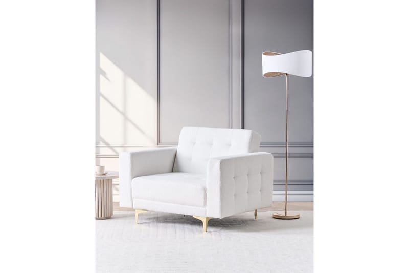 Fåtölj Aberdeen - Vitt, guld - Möbler - Stolar & fåtöljer - Fåtölj