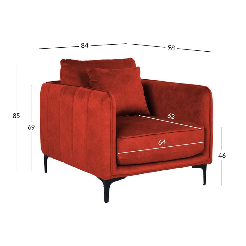 Fåtölj Bianka 100x40xh140 cm, ek - orange - Möbler - Stolar & fåtöljer - Fåtölj - Clubfåtölj