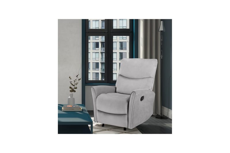 Fåtölj Chesley Grå, Sammet/Metall/Trä - Grå, Sammet/Metall/Trä - Möbler - Stolar & fåtöljer - Fåtölj - Biofåtölj & reclinerfåtölj