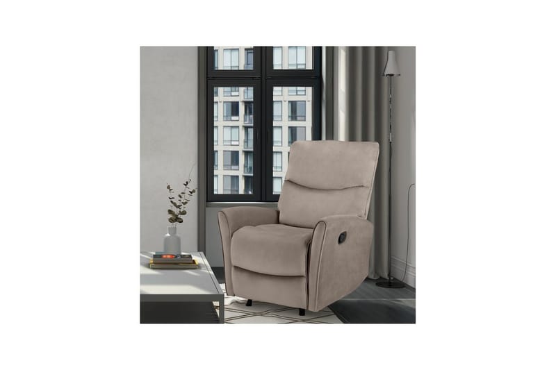 Fåtölj Chesley Taupe, Sammet/Metall/Trä - Taupe, Sammet/Metall/Trä - Möbler - Stolar & fåtöljer - Fåtölj - Liggfåtölj