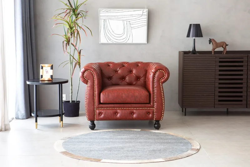Fåtölj chesterfield i brunt PU - Charles - Möbler - Stolar & fåtöljer - Fåtölj - Chesterfield fåtölj