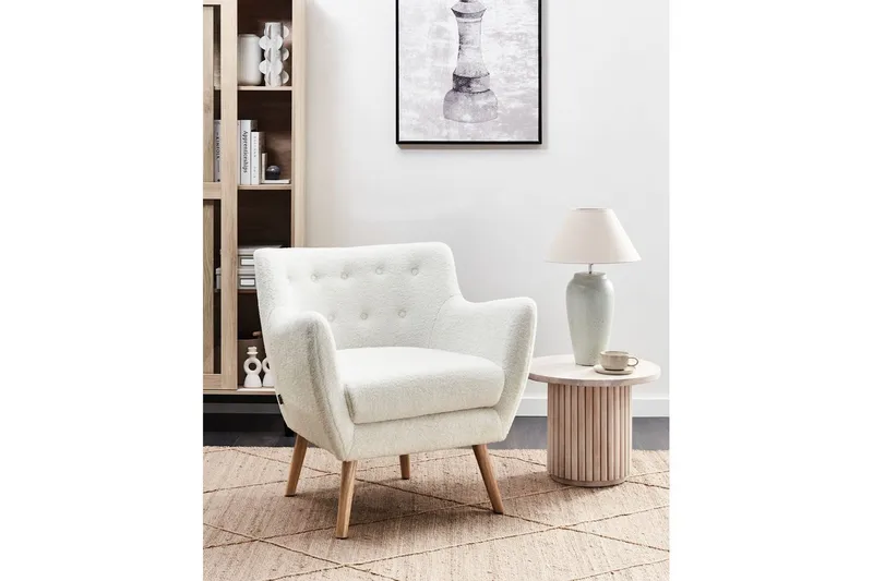 Fåtölj Drammen Vit/ljust trä - Vit/ljust trä - Möbler - Stolar & fåtöljer - Fåtölj - Clubfåtölj