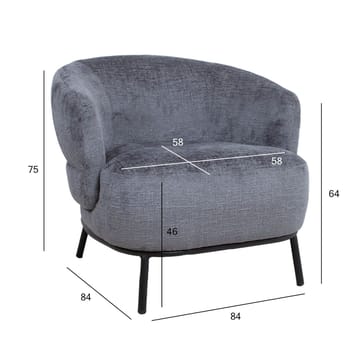 Fåtölj Gemala 100x40xh115 cm, svart - mörkgrå - Möbler - Stolar & fåtöljer - Fåtölj - Clubfåtölj