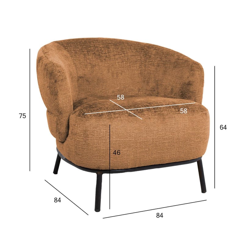 Fåtölj Gemala 150x40xh80 cm, svart - orange - Möbler - Stolar & fåtöljer - Fåtölj - Clubfåtölj