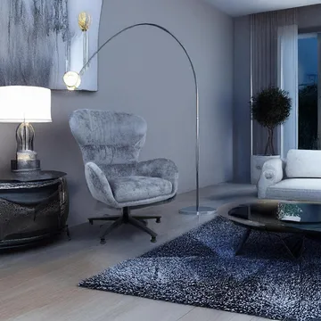 Fåtölj Karolina 80x40xh85 cm, melamin med ekbark - Blå - Möbler - Stolar & fåtöljer - Fåtölj - Öronlappsfåtölj