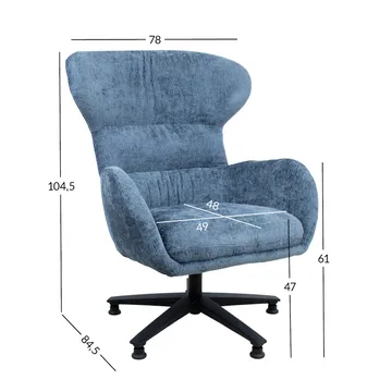 Fåtölj Karolina 80x40xh85 cm, melamin med ekbark - Blå - Möbler - Stolar & fåtöljer - Fåtölj - Öronlappsfåtölj