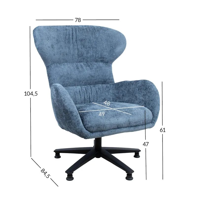 Fåtölj Karolina 80x40xh85 cm, melamin med ekbark - Blå - Möbler - Stolar & fåtöljer - Fåtölj - Öronlappsfåtölj