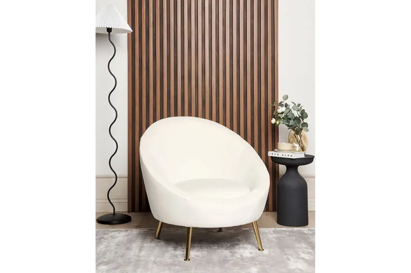 Fåtölj Langa - Vitt, guld - Möbler - Stolar & fåtöljer - Fåtölj - Clubfåtölj