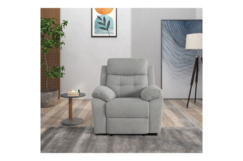 Fåtölj Lannilis Ljusgrå, Tyg/Trä/Metall, Manuell vilstol - Ljusgrå, Tyg/Trä/Metall, Manuell vilstol - Möbler - Stolar & fåtöljer - Fåtölj - Biofåtölj & reclinerfåtölj