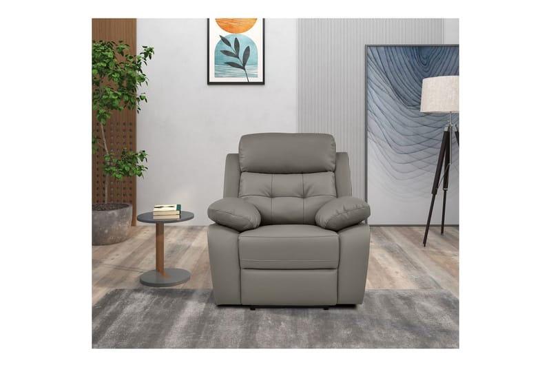 Fåtölj Lannilis Ljusgrå, PU/trä/metall, Manuell vilstol - Ljusgrå, PU/trä/metall, Manuell vilstol - Möbler - Stolar & fåtöljer - Fåtölj - Biofåtölj & reclinerfåtölj