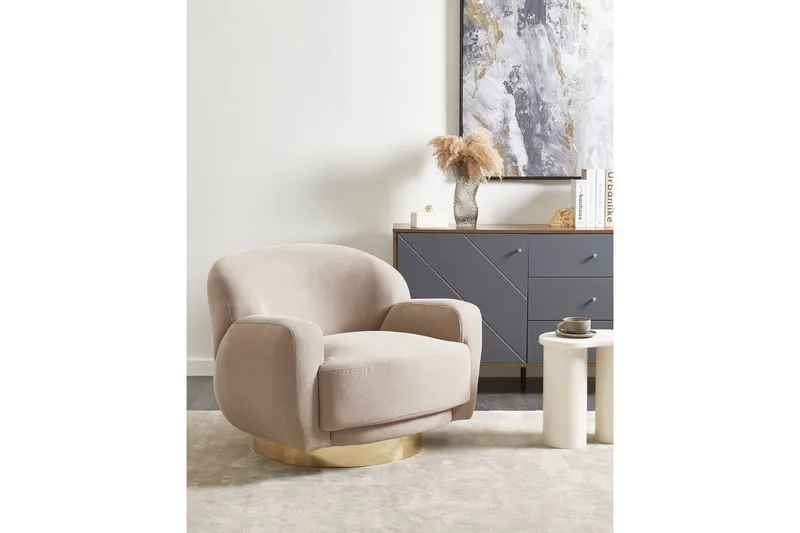 Fåtölj Lejre Taupe/guld - Taupe/guld - Möbler - Stolar & fåtöljer - Fåtölj - Clubfåtölj