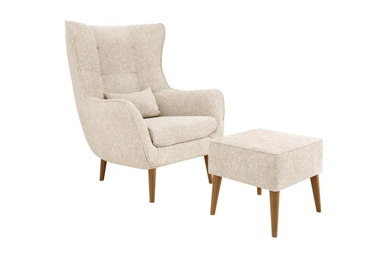 Fåtölj LORD med fotpall, Beige