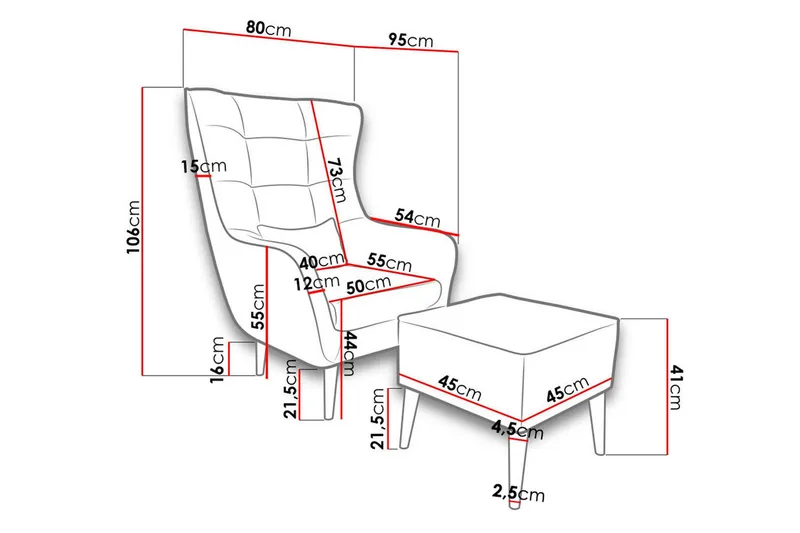 Fåtölj LORD med fotpall - Gul - Möbler - Stolar & fåtöljer - Fåtölj