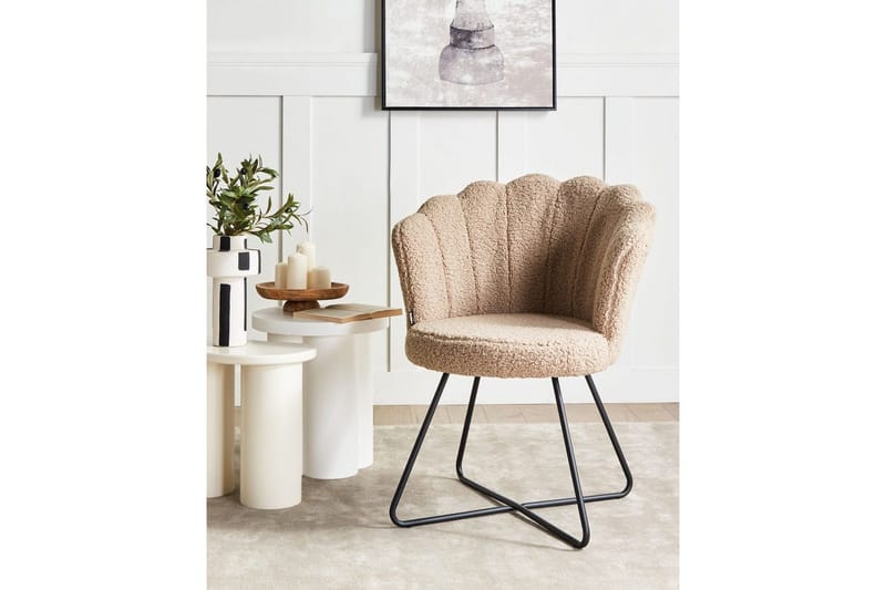 Fåtölj Lovelock - Beige, svart/Bouclé - Möbler - Stolar & fåtöljer - Fåtölj - Fåtölj utan armstöd