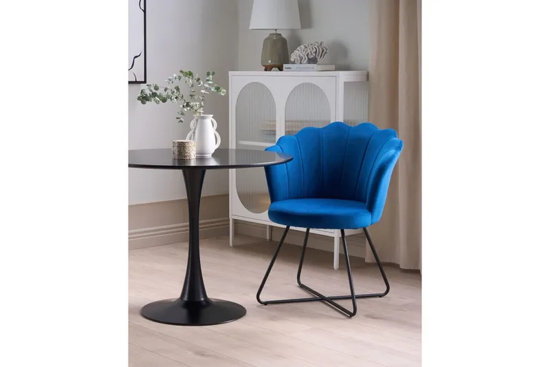 Fåtölj Lovelock - Blå, Svart/Sammet - Möbler - Stolar & fåtöljer - Fåtölj - Fåtölj utan armstöd