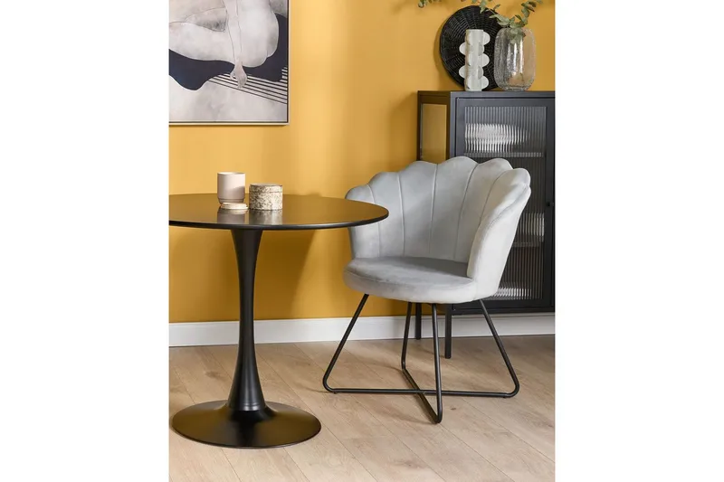 Fåtölj Lovelock - Grå, svart/Sammet - Möbler - Stolar & fåtöljer - Fåtölj - Fåtölj utan armstöd