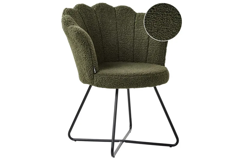 Fåtölj Lovelock - Mörkgrön, Svart/Bouclé - Möbler - Stolar & fåtöljer - Fåtölj - Fåtölj utan armstöd