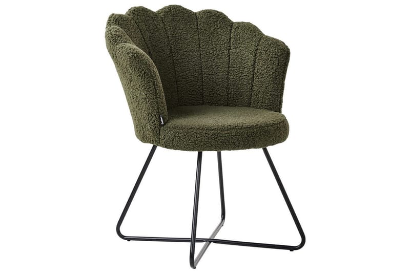 Fåtölj Lovelock - Mörkgrön, Svart/Bouclé - Möbler - Stolar & fåtöljer - Fåtölj - Fåtölj utan armstöd